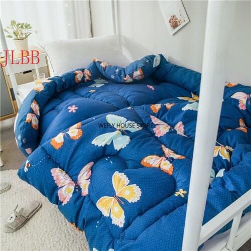 Winter thicken comforter AB side bedding duvet with stuffing patchwork quilt warm bed cover butterfly soft blanket with filling