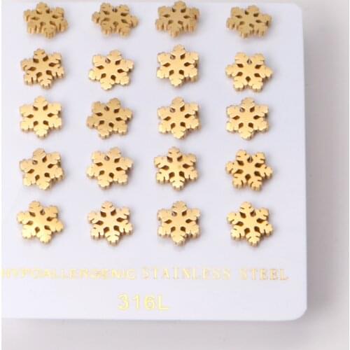 10 Pairs Earrings For Women 2021 New Arrivals Snowflake Shape Stud Earrings Brinco Stainless Steel Wholesale Jewelry