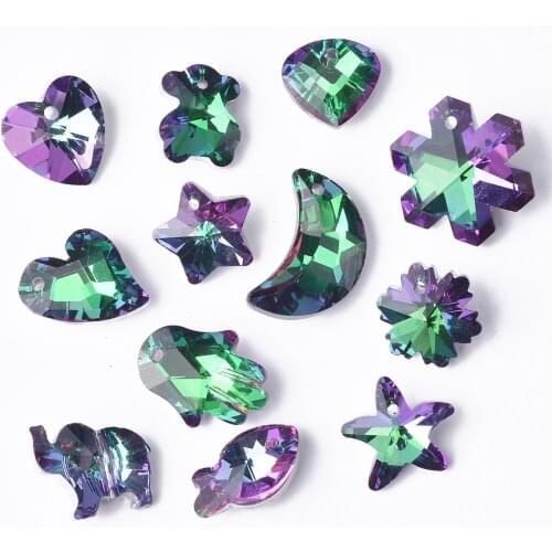 10pcs Colorized Faceted Crystal Glass Pointed Back Rhinestones Top Drilled Pendants Beads lot for Jewelry Making