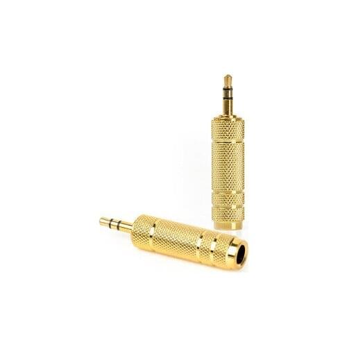 100pcs Gold Plated Metal 3.5mm Male To 6.5mm Female Headphone Earphone Audio Stereo Adapter Plug Converter Headphone Jack