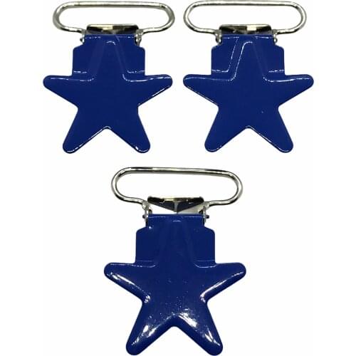 25pcs 1'' 25mm #18 ROYAL BLUE COLOR Star Shaped Pacifier Clips