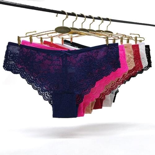 3 Pieces Womens Lace Panties Sexy Underwear Woman Lingerie Briefs Transparent Culotte Femme Pantys Solid Color Underpants New