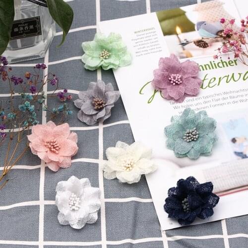 6pcs flowers 3D Flowers Lace Dress Decoration Lace Fabric Applique Trimming Sewing Supplies DIY Sewing Craft For Cloth Hat Shoes