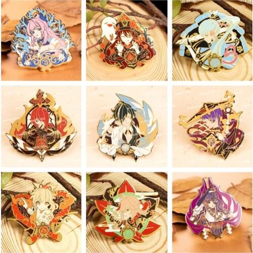 Anime Game Genshin Impact Hu Tao Tartaglia Keqing Lumine Badge Brooch Metal Pin Cosplay Cartoon Costume Props Accessories