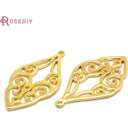 C422)8 pieces 27x15mm 24K Gold Color Brass Feather Charms Pendants High Quality Diy Findings Accessories Making Supplies