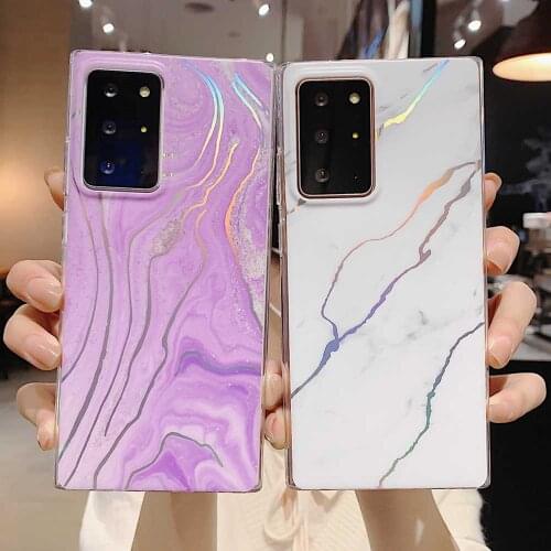 Marble Phone Case For Samsung S21 Ultra A71 A51 S20 FE A12 A42 A50 A52 A72 A41 Note 20 Ultra 10 S10 S9 Plus Laser Silicone Cover