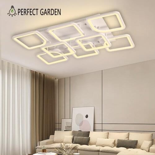 White Black Modern Led Ceiling Light For Living Room Bedroom Kitchen Chandelier with Remote Control Square Lamp Lighting Decor