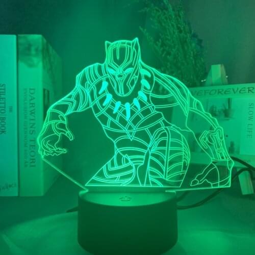 Disney Panthers Colorful 3D Night Light Hulk Avengers Bedroom Acrylic Gift Light Captain America led night light USB stra
