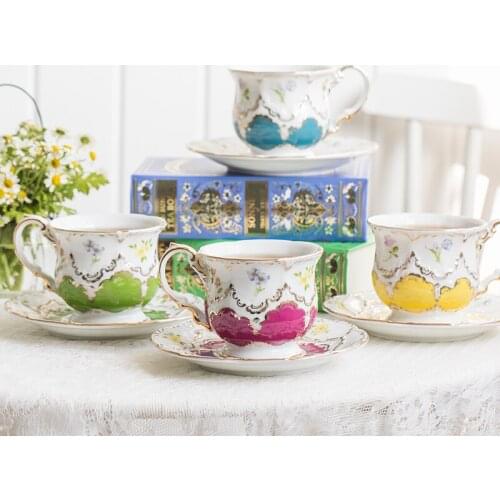 Europe Ceramic Coffee Cups Saucers English Afternoon Tea Cup Luxury Exquisite Coffee Cups Set Modern Home Decor Accessories