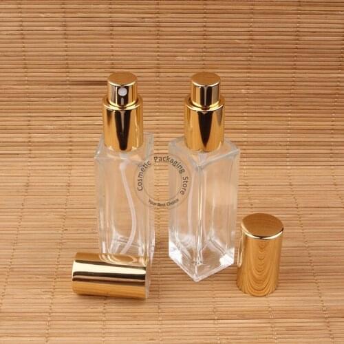 5pcs/Lot Excellent Glass Perfume Bottle Empty 30ml Spray Women Makeup Container Atomizer Parfum Vial Gold Cap 30g Packaging