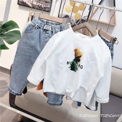 Baby Boys Clothing Sets 2021 Spring Childrens Fashion Long Sleeve Tshirt +casual Jeans 2pcs Suits Kids Boys Korean Clothes Set