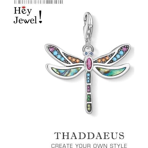 Colorful Dragonfly Charm Women 2019 Bohemia Fashion Jewelry 925 Sterling Silver Journey to Paradise Pendant Fit Bracelet Collare
