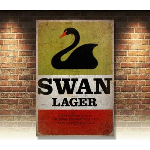 SWAN LAGER VINTAGE PUB BAR BEER METAL TIN SIGN POSTER WALL PLAQUE