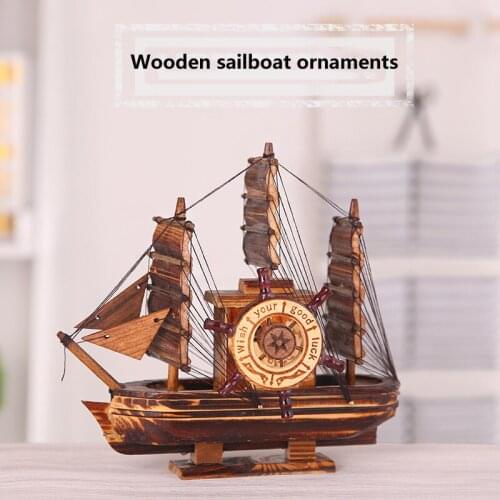 Sailboat model wooden toy wooden sailboat with music tabletop ornament family decoration childrens model toy gift