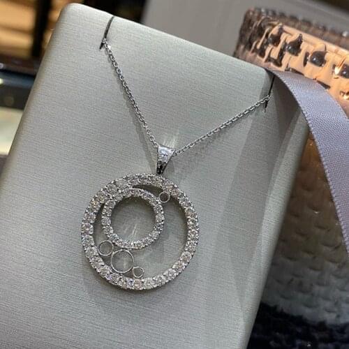 Huitan Fashion Round Shaped Pendant Necklace for Female Daily Wear Party Fancy Necklaces Versatile Women Jewelry Valentines Gift