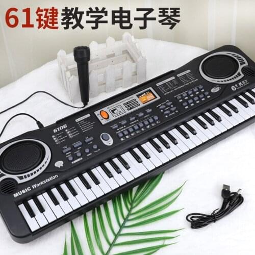 Musical Instrument 61-key Multi-function With Microphone Educational Toys Gifts Childrens Electronic Organ