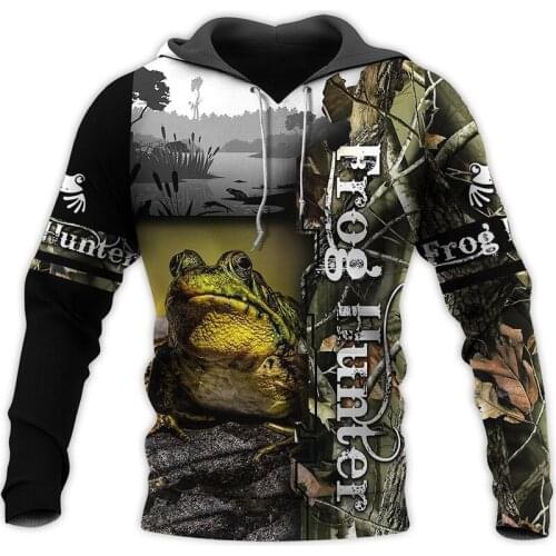 New mens Hoodie 3D full body print frog hunting camouflage Hoodie Unisex casual hip-hop coat fashion Hoodie Top
