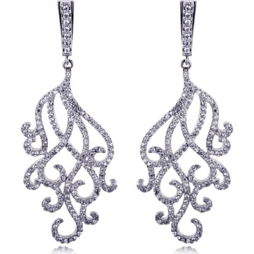 New Office Ladies Top Grade Zirconia Women Drop Earrings Lead Free Wedding Earrings Cadmium Free