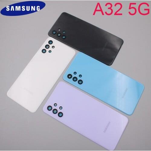 Original SAMSUNG Galaxy A32 5G Back Battery Housing Repair Cover Rear Door Case + Camera Lens Frame & Logo For Samsung A325 A326