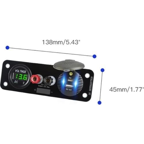 Car Charger Switch Panel Voltmeter Dual USB Socket 12V 4.2A Cigarette Lighter ON/Off Camper Moto power adapter