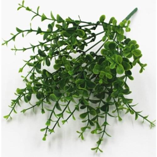 Plastic Flower Green Plant Potted Decoration Simulation Grass 7 fork Leaflet Eucalyptus Artificial Plants