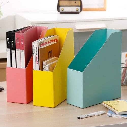 Book File Folder Stand Box Desktop Storage Box Paper Bookshelf Office Foldable Magazine File Holder Book Bins