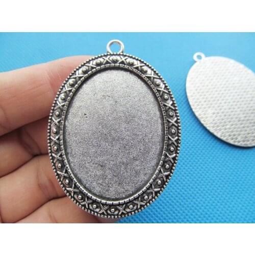 20pcs 3 Colors Oval Base Setting Tray Bezel Pendant Charm/Finding,fit 30mmx40mm Cabochon/Cameo
