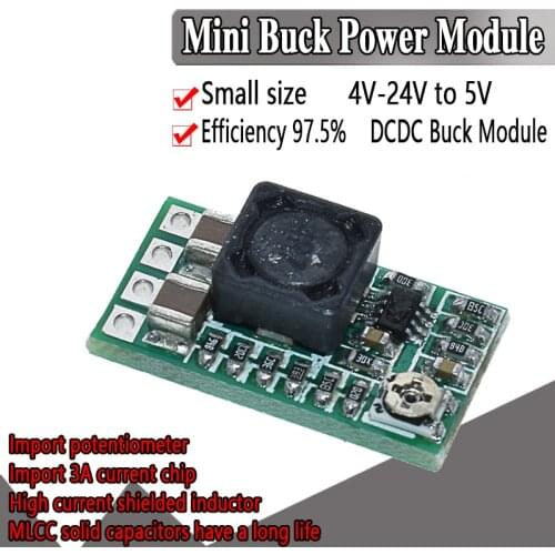 WAVGAT Mini DC-DC 12-24V To 5V 3A Step Down Power Supply Module Voltage Buck Converter Adjustable 97.5% 1.8V 2.5V 3.3V 5V 9V 12V