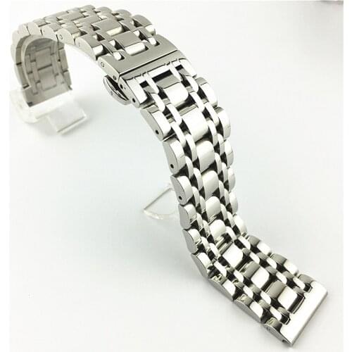 Stainless Steel Watch Band Strap 18mm 20mm 22mm Silver Polished Mens Luxury Replacement Metal Watchband Bracelet Accessories
