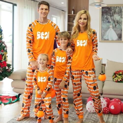 Christmas Family Matching Pajamas Dad Mother Kids Baby Clothing Set Girls Boys Halloween Luminous Printed Pajamas Family Look