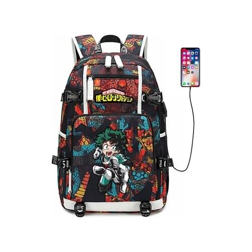 New My Hero Academia Midoriya Izuku schoolbag Printing laptop bag Men Travel bags USB Boku no Hero Academia Oxford Backpack