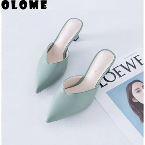 Sandals Outdoor Slipper Shoes Woman Slides Pointed No Trace Lazy Muller Shoes Big code New Pattern Heel Half Slippers Net Red
