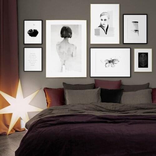 Nordic Sketch Portrait Butterfly Wall Art Print paper Painting Nordic Posters And Prints Wall Pictures For Living Room Decor