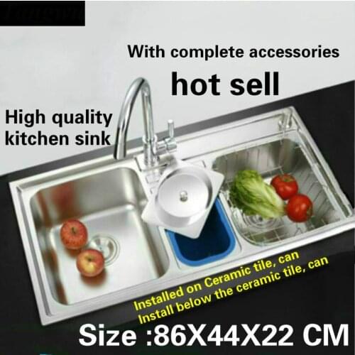 Tangwu Multi-function large kitchen sink food-grade 304 stainless steel 1 MM thick double groove 86X44X22 CM
