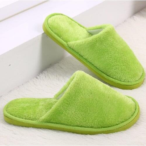 Plush Slippers Women Soft Sole House Slippers Ladies Floor Slippers Solid Color Women Slides Slip On Shoes Woman Couple Footwear