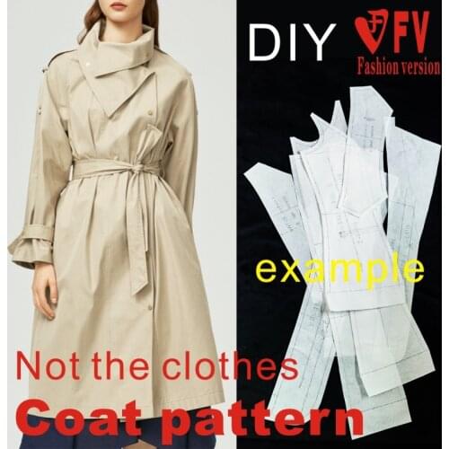 Windbreaker pattern womens mid-length coat making sewing picture 1:1 garment pattern BFY-326