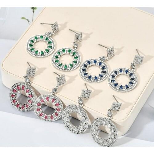 High-quality, multi-color, fashionable, Long-style fringed Zircon Earrings for women/girls wedding party jewelry gifts ER-369