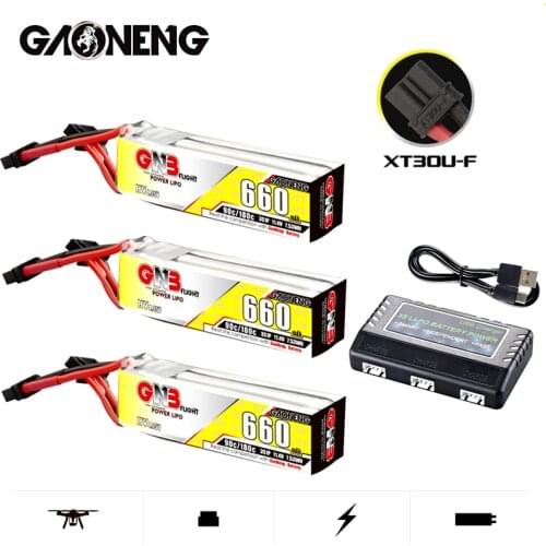 Gaoneng GNB 660mAh 3S 11.4V 90C/180C HV Lipo Battery Charger Set XT30U-F for FPV Racing Drone 4 Axis UAV RC Quadcopter RC Drone