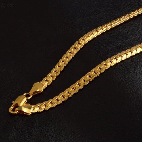 Women Mens Jewelry 18K Gold Plated Cuban Curb Link Chain Necklace 50cm