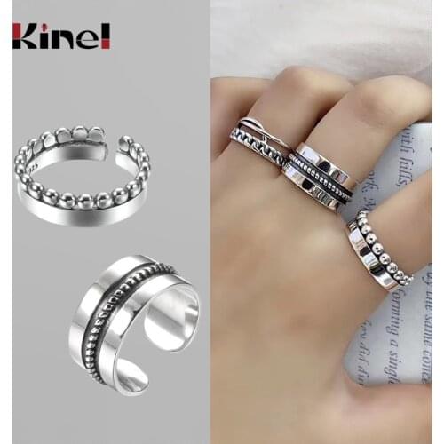 Kinel Genuine 925 Sterling Silver Minimalist Style Rings for Women Fashion 100% 925 Silver Stackable Finger Ring Jewelry