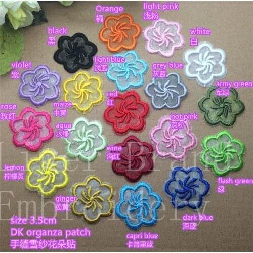 1 pcs Organza Flowers Embroidery patch fabric clothing bag Tshirt holiday Jeans Coat Dress Phone Decor repair Applique