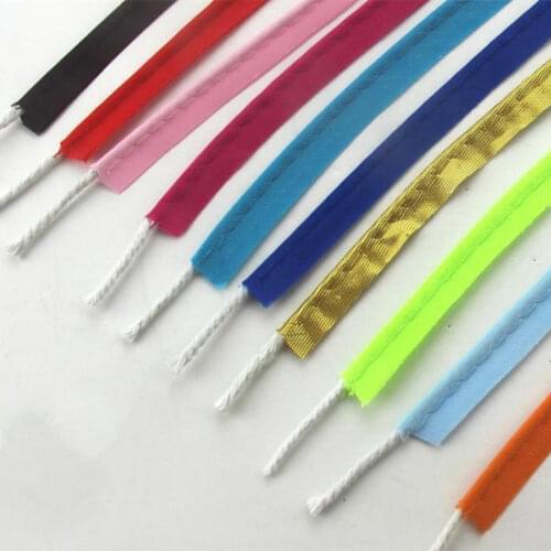 10mmX3 Yards Hemming Bias Piping Edging Tape Cord DIY Craft Supplies Sewing Binding Ribbons Rope Hats Clothes Fabric