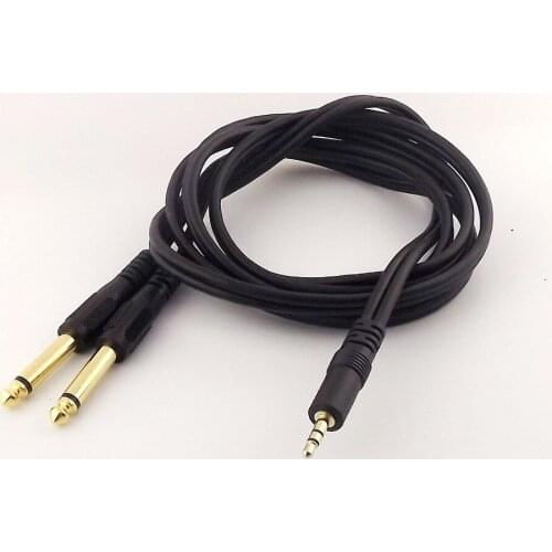 10pcs 5ft Twin 1/4" 6.35mm Mono Male to Stereo 3.5mm 1/4" Male Shield Audio Amp Cable 1.5m