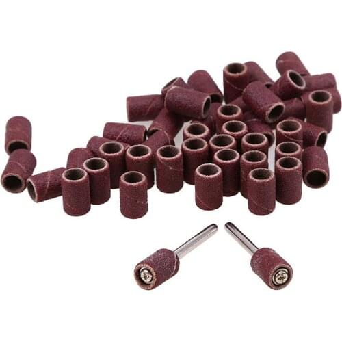 100PCS Drum Sanding Bands With 2pcs Mandrels 320 Grit Sanding Cap Bands For Electric Manicure Machine Rotary Power Tool Parts