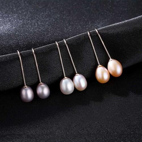 3 Colors Natural Freshwater Pearl Long Dangle Earrings For Women Statement Korean 925 Sterling Silver Earring Gifts Jewelry