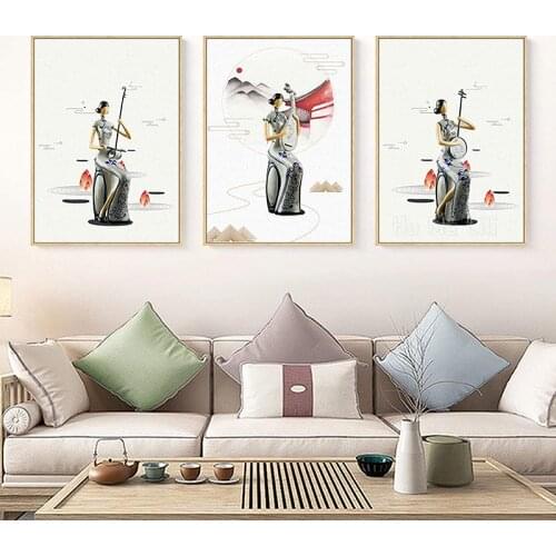 Chinese Style Abstract Woman Wall Art Canvas Art Painting Posters And Prints Wall For Living Room Home Decoration