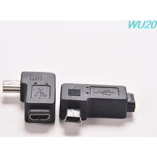 Mini USB Type A Male To Micro USB B Female 90 Degree Left Angle Adapter
