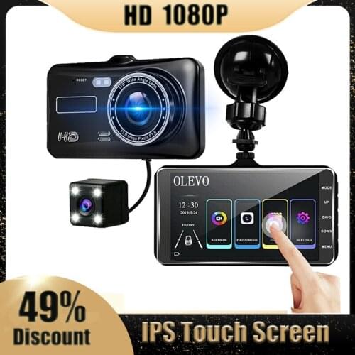 Car DVR Video Recorder Dashcam 4'' IPS Touch Screen 1080P Dual Lens Rear View Parking Monitor Auto Digital Camcorder Registrator