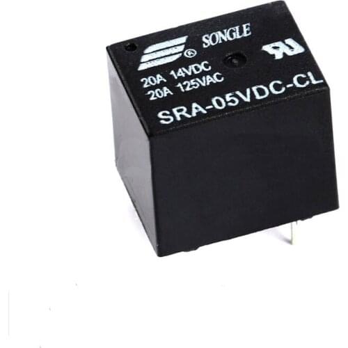 Free shipping 10pc Original SRA-05VDC-CL T74 5V 20A 5pin DC Power Relay PCB Type black color