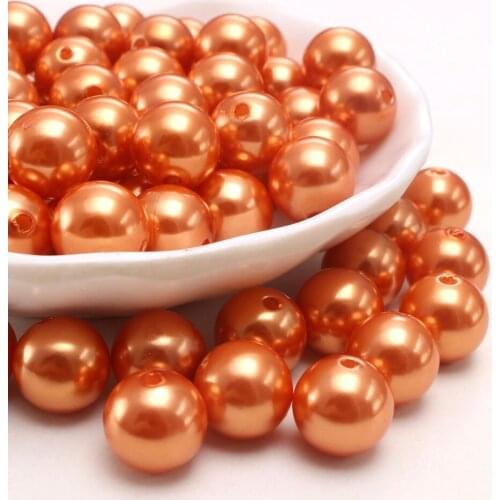 MHS.SUN A37 4MM-30MM With Hole Orange ABS Plastic Beads DIY Round Imitation Pearls Beads For Necklace Bracelet Accessories